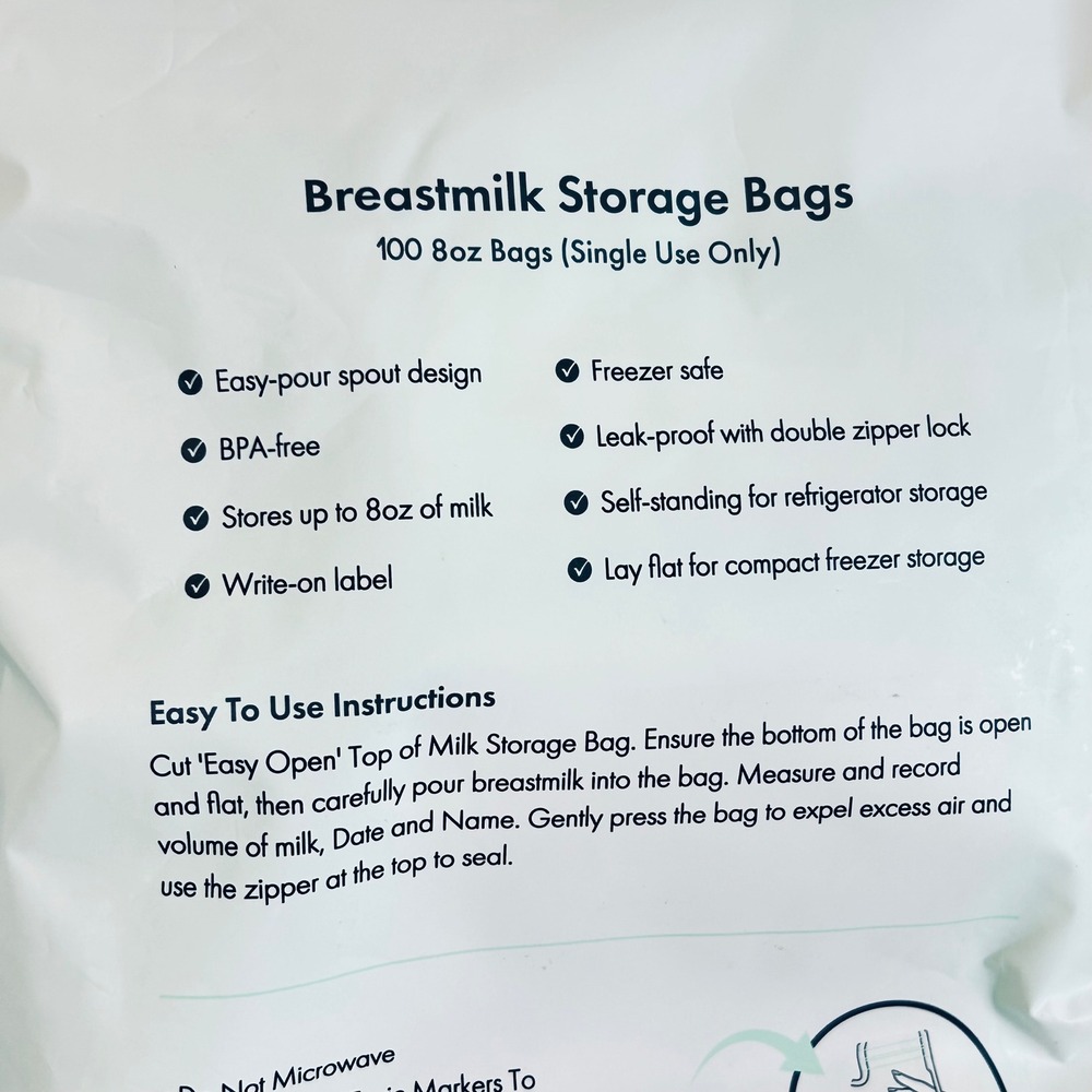 Motif Medical Breastmilk Storage Bags 100 Count 8 oz BPA-Free Leak-Proof 2 packs - Picture 7 of 8